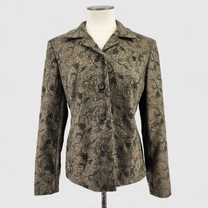 Vintage Talbots Silk Wool Blazer Jacket 10 Forest Fairy Earthy Mori Goblin Work